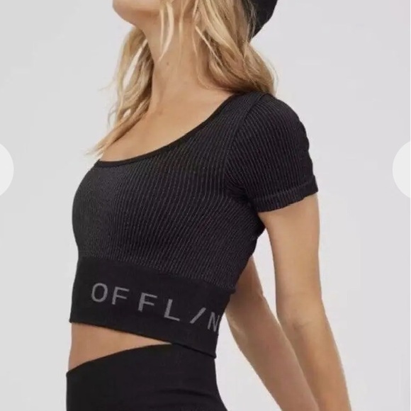 Aerie Offline Black Workout Top Medium - Picture 6 of 6